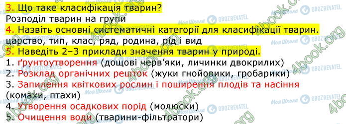 ГДЗ Біологія 7 клас сторінка Стр.28 (3-5)